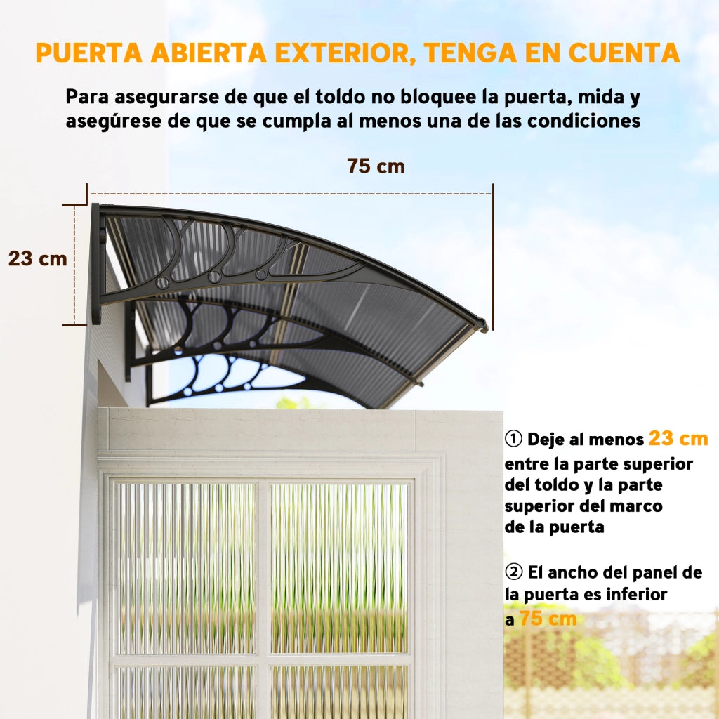 Tettoia da Esterno in Policarbonato ¨C Zephmum ¨C Nero 196x75x23 cm