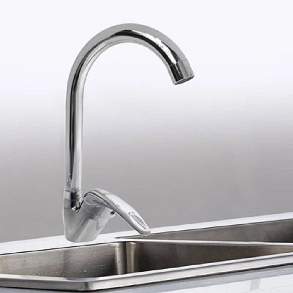 Trade Shop - Rubinetto Cucina Canna Alta Curva Monocomando Lavello Miscelatore Cromato 52934 -