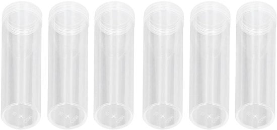 Tubi di Accumulo per Monete con Supporto di Spugna - 10 Pezzi - Canne di Deposito in Plastica - Per Raccolta di Monete da 25mm - Tubi Riciclabili - Translucidi e Resistenti - Deposito Monete