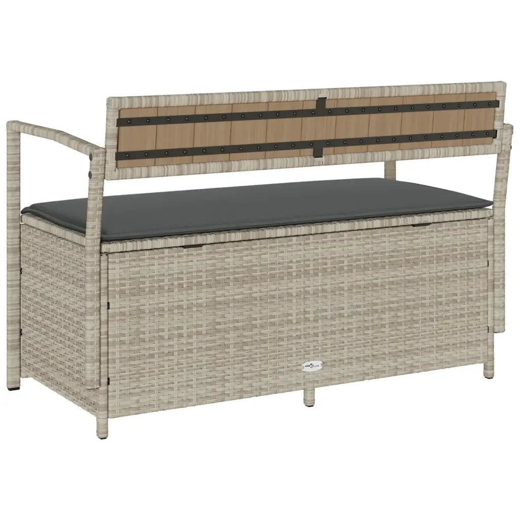 vidaXL Panca Portaoggetti da Giardino con Cuscino in Polyrattan