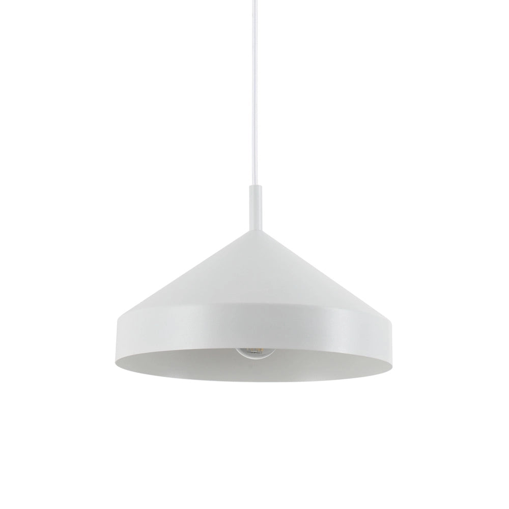 Sospensione Industrial-Minimal Yurta Metallo Bianco 1 Luce E27 D30