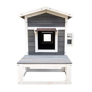 Cuccia in legno rialzata gatto 58 x 73,6 x 104,9 cm casa casetta per gatti
