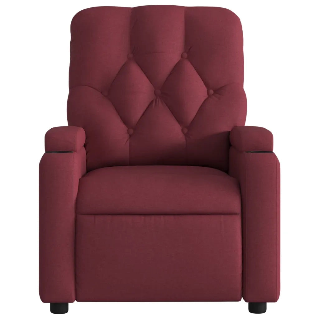 Divano Sedia-Poltrona Massaggiante Reclinabile Elettrica Rosso Vino Tessuto 900169