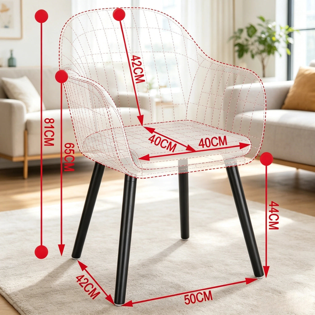 Sedia da pranzo 42x50x81 cm blu con braccioli, set da 2