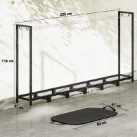 Legnaia da 0.8m³ Regolabile con Telo Impermeabile e Catene in Acciaio, 235x31x116 cm, Nero