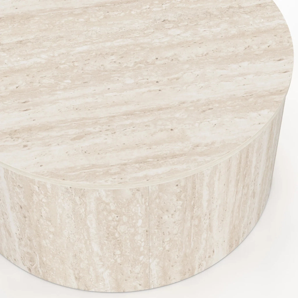 IDMarket - NOVA Tavolino rotondo da 70 cm in legno effetto travertino