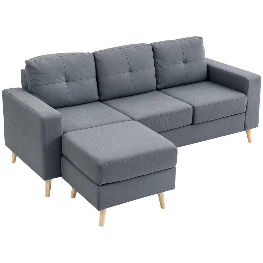Divano 3 Posti Tessuto Grigio ¨C Zephmum ¨C 193x136x85
