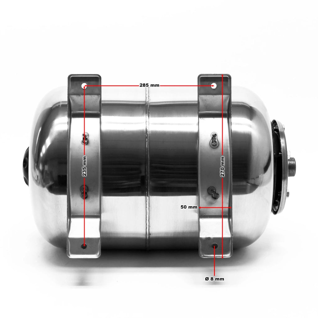Vaso di espansione 50 l orizzontale acciaio inox per impianti idrici, sistemi autoclave, membrana EPDM