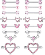 Tepelpiercing 7 Paar - Acciaio Chirurgico - Ipoadipogeno - Disegni Vari - Inserzione AAA+CZ - Comfortevole e Liscio - Piercing