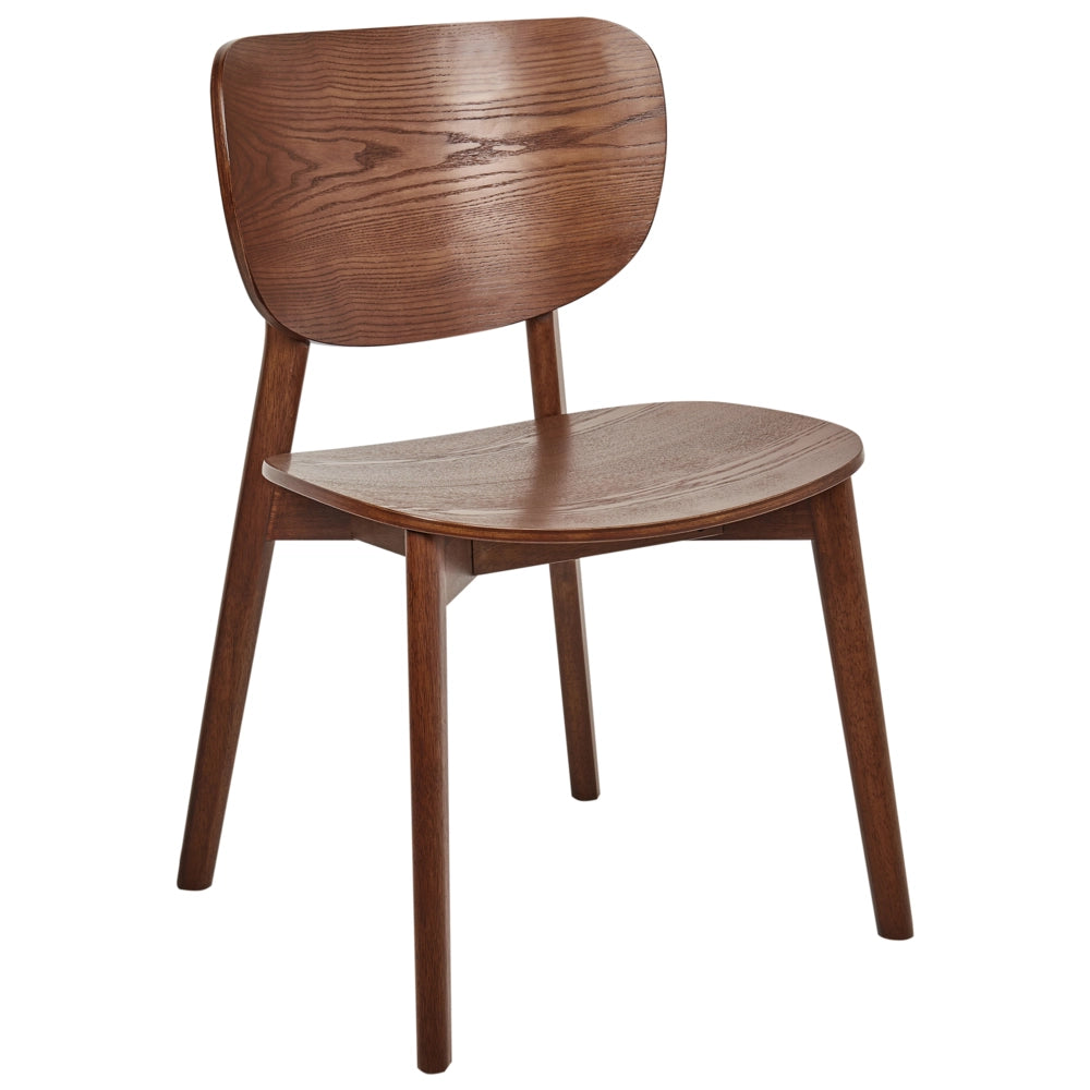 Set di 2 sedie da pranzo con struttura in legno di gomma marrone, senza braccioli, design minimalista