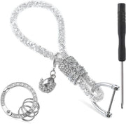 Sleutelhanger Decorativo con Strass Glitter Autoclose con Cristalli per Donne - per Auto Borse Tote (Argento Bianco) - Unico Modello - Argento - Unico Modello.