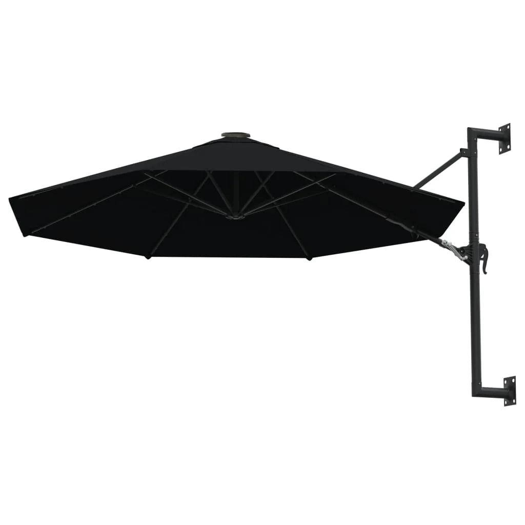 Ombrellone da parete con palo in metallo 300 cm nero 02_0008683