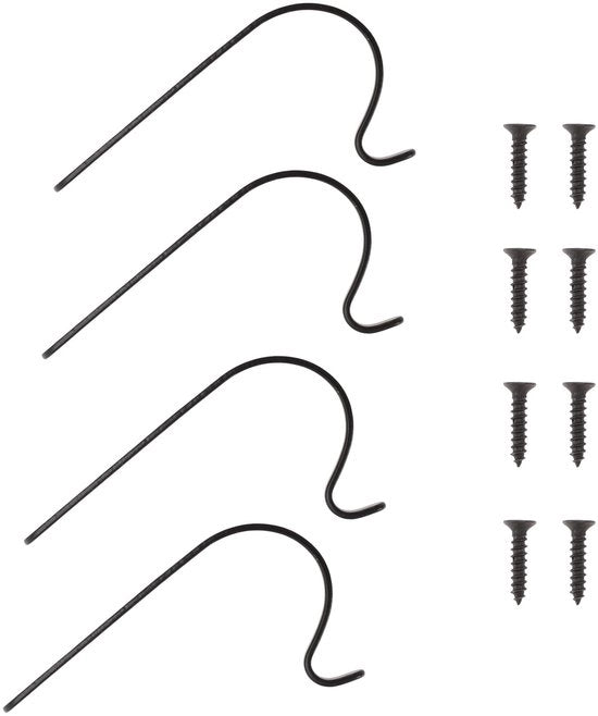 Supporti per piante 4 pezzi - Nero - Disegno robusto - Materiale in acciaio di alta qualità - Design minimalista - Per interni/esterni - Sostegni per piante
