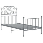 Letto singolo | Letto per adulti | Giroletto Grigio in Metallo 90x200 cm