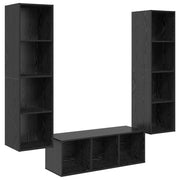 Set mobile TV 3 pz | Armadietto TV | Mobile Porta TV Rovere Nero Legno multistrato