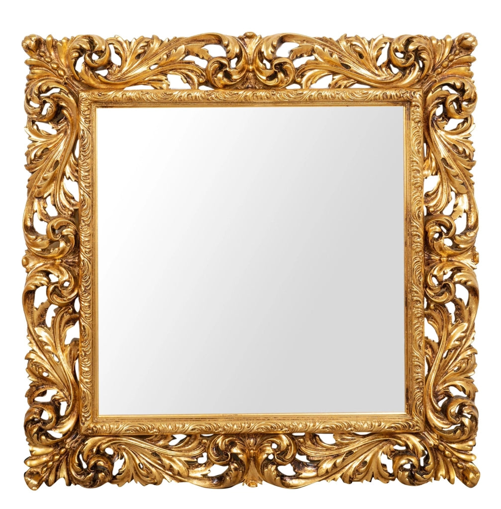 Biscottini SPECCHIERA DA PARETE IN LEGNO FINITURA FOGLIA ORO ANTICATO MADE IN ITALY