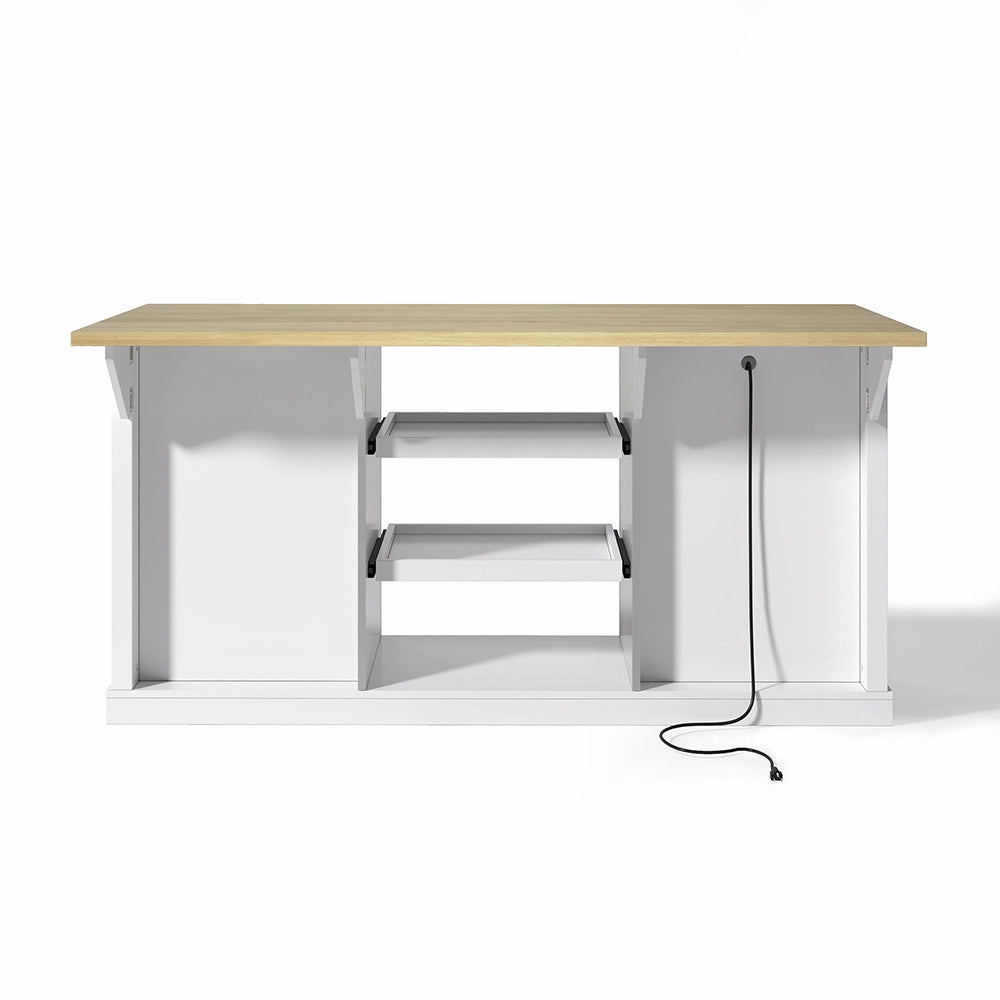 Buffet bar con prese - Xylo - 150x65x75cm bianco 5 cassetti