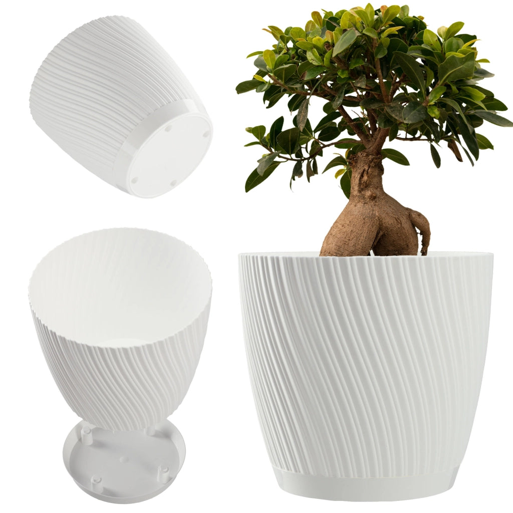 Vaso da fiori KADAX con supporto, coperchio, ciotola rotonda, 19 cm, bianco