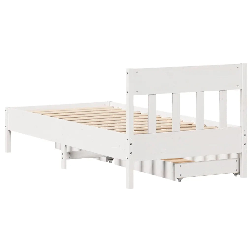 Letto singolo | Letto per adulti | Letto senza Materasso Bianco 90x200 cm Legno Massello di Pino