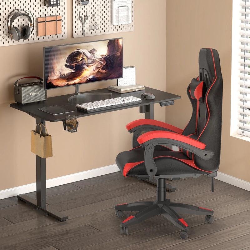 Scrivania elettrica regolabile in altezza, 120x60cm,  Smart Desk con funzione di memoria a 3 posizioni, con ganci, nero
