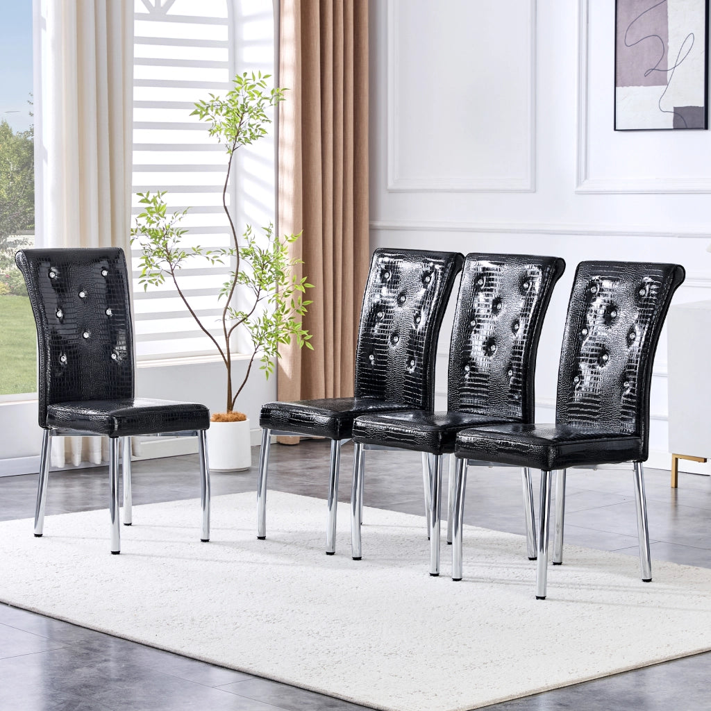 SEDIA DA PRANZO Set da 2 Nero in PVC effetto pelle con gambe in metallo galvanizzato