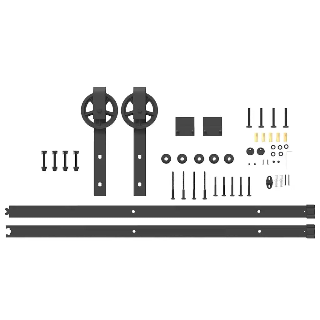 Kit di Binari per Porte Scorrevoli 200 cm Acciaio Nero CFW1814738