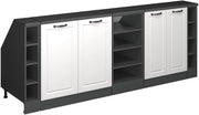 Set di mobili sottotetto Rion, Bianco casa di campagna, 210 cm Set di 5 carcasse armadio profondità 60 cm, adatto per il salvaspazio sotto tetti spioventi