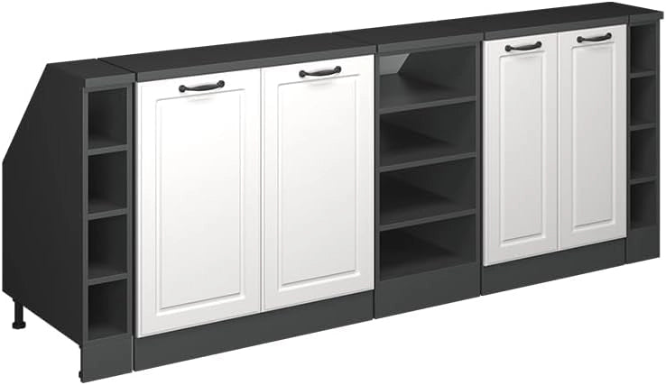 Set di mobili sottotetto Rion, Bianco casa di campagna, 210 cm Set di 5 carcasse armadio profondità 60 cm, adatto per il salvaspazio sotto tetti spioventi