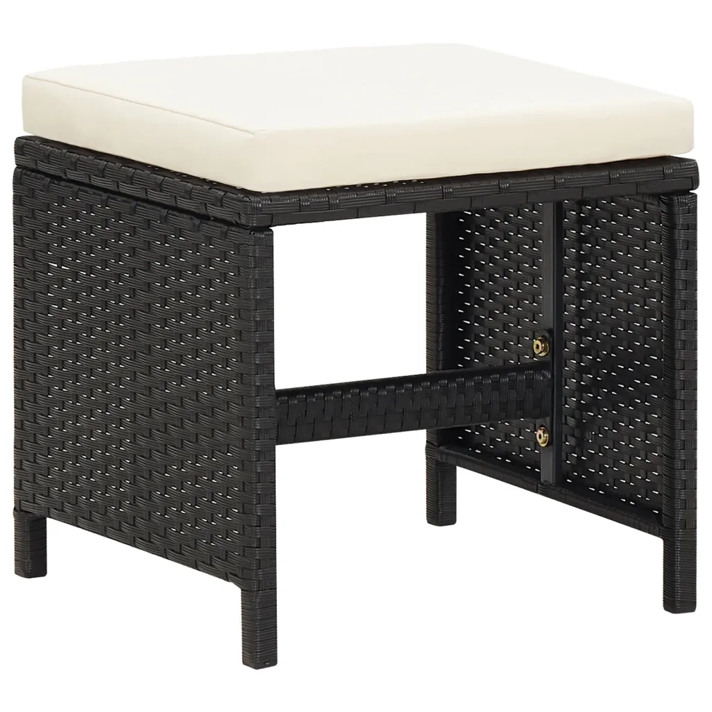 Set da Pranzo da Giardino 21 pz con Cuscini in Polyrattan Nero cod mxl 42577