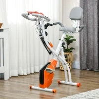 Cyclette Pieghevole con Resistenza Magnetica 8 Livelli, Sensore di Frequenza Cardiaca, Volano 2.5kg, Arancione