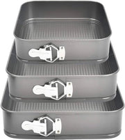 Bassa e quadrata per torte - diametro 24/26/28 cm - forma spring 3 in 1 - regolabile - forma quadrata con maniglia regolabile - rivestimento antiaderente - teglia in acciaio inossidabile