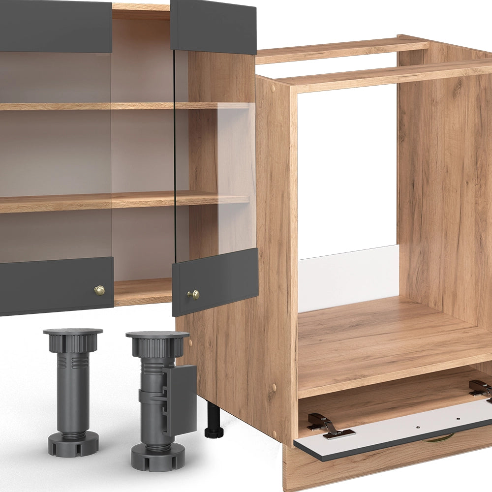 Cucina componibile Fame-Line Antracite rustico/Rovere dorato 300 cm, PL Marmo Vicco