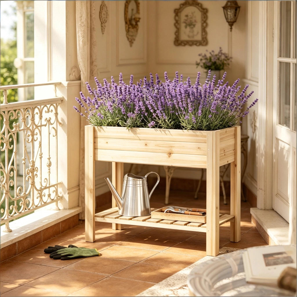 FIORIERA RIALZATA 80x75x40 cm Legno di abete con vano portaoggetti