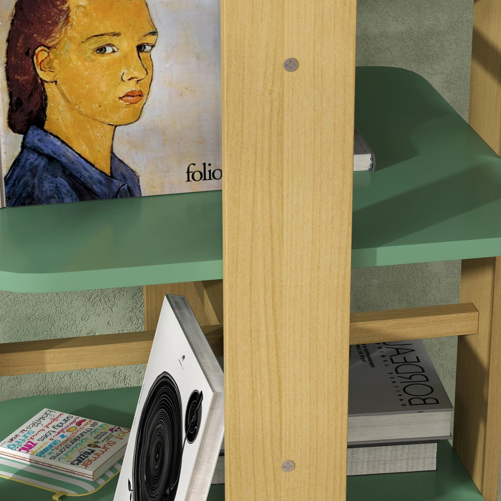 Libreria bambini con rotelle 3 ripiani ¨C Xylo ¨C legno verde per cameretta