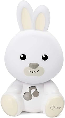 Chicco Luce Notte Coniglietto, Lampada Portatile a Forma di Coniglio con Musica Classica e Suoni Rilassanti, Due Modalit