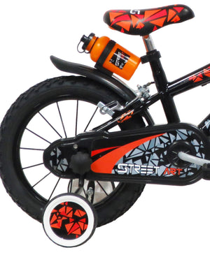 Bicicletta per Bambino 14" 2 Freni  Street Art Nero/Arancione