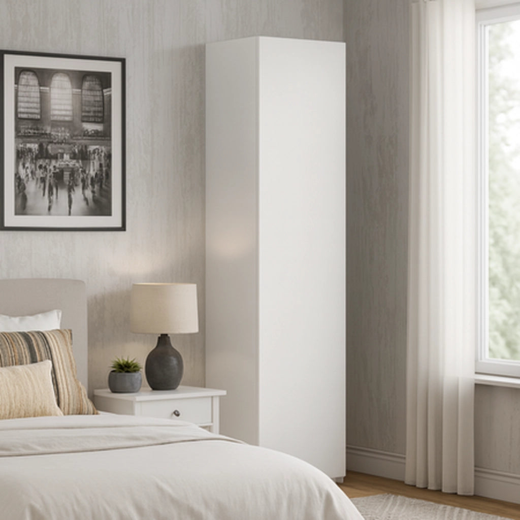 Libreria chiusa LONI 160x40 cm bianca con anta e ripiani interni