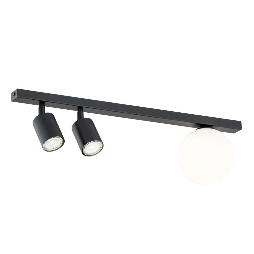 Plafoniera Minimal 3 Luci Sobek In Acciaio Nero E14+Gu10