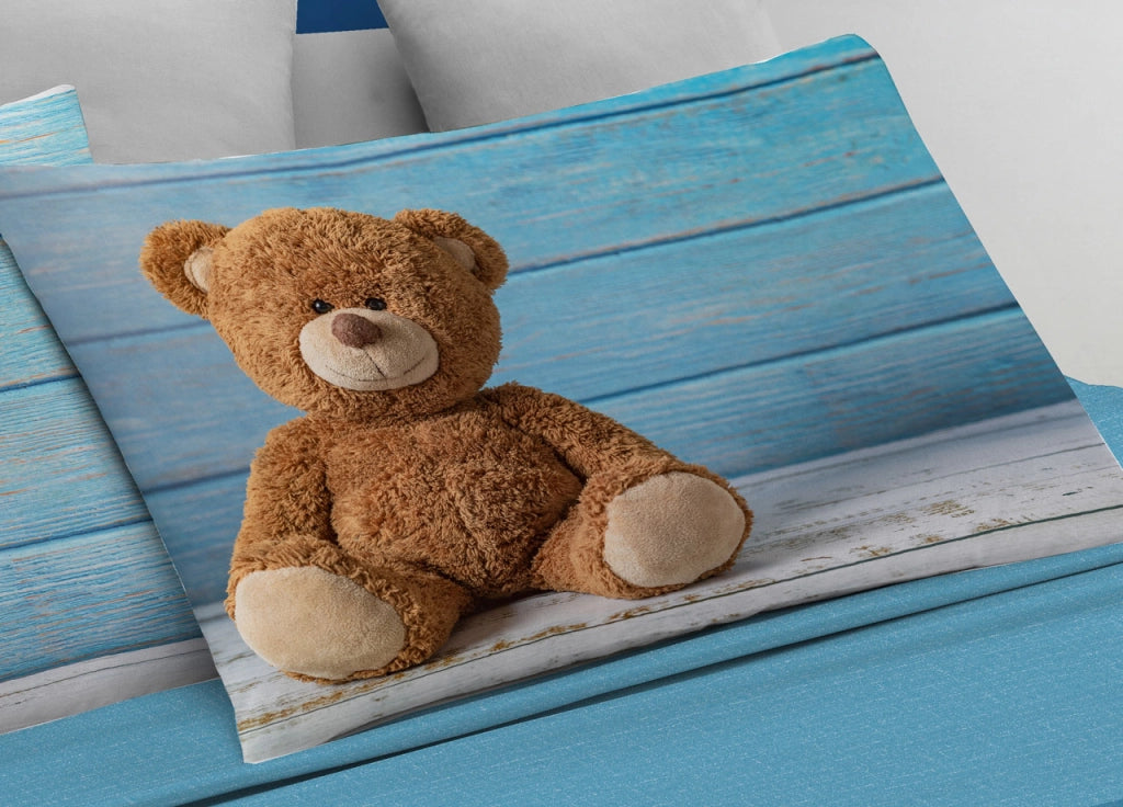 Completo Lenzuola In 100% Cotone Linea Digitale Spin-Off Fantasie Varie Estate - Matrimoniale - Teddy Bear