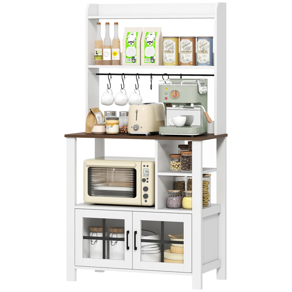 Armadio Cucina con Ante Vetro e Ripiani ¨C Zephmum ¨C 80x40x152 Bianco