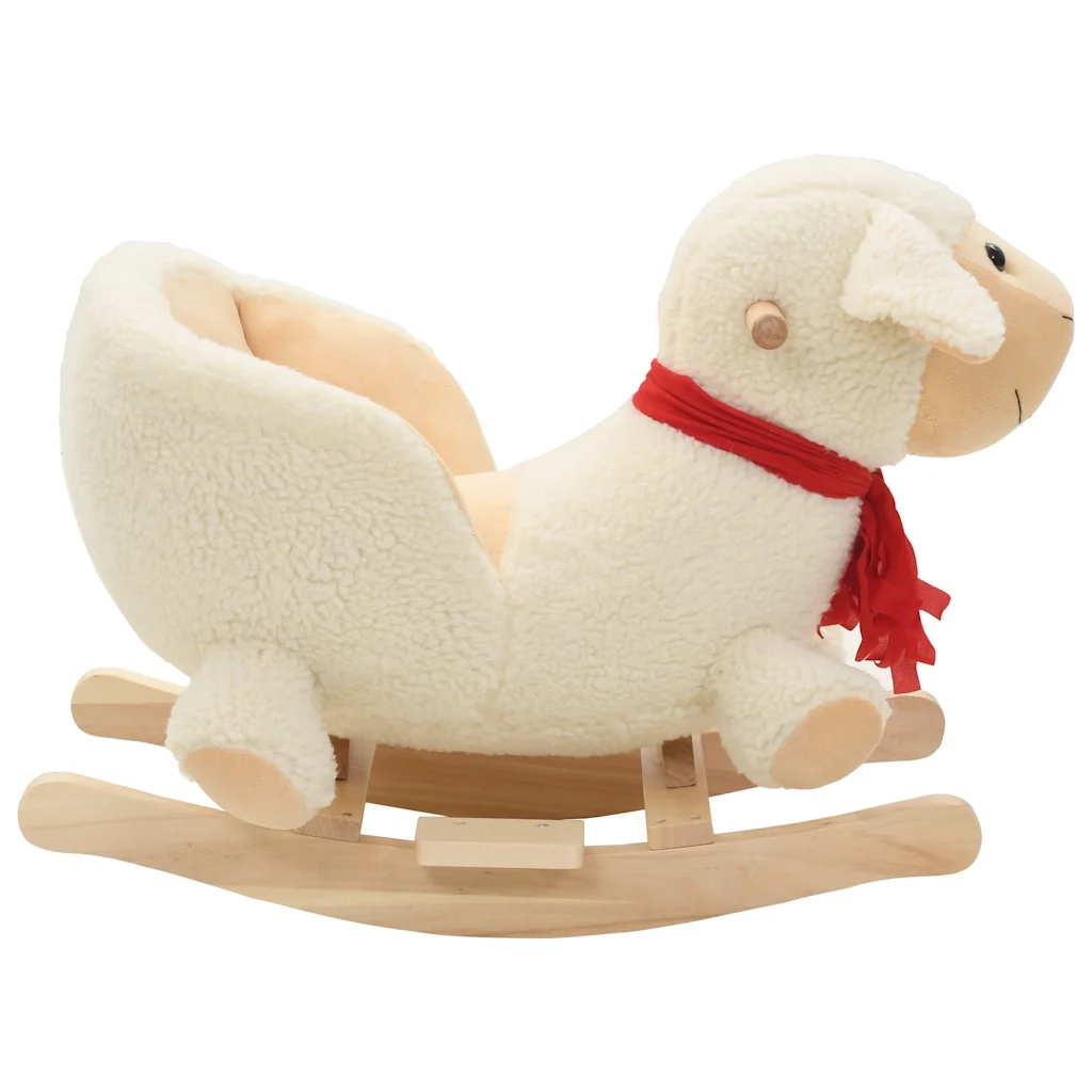 Pecora a Dondolo con Schienale in Peluche 60x32x50cm Bianco CFW6281009