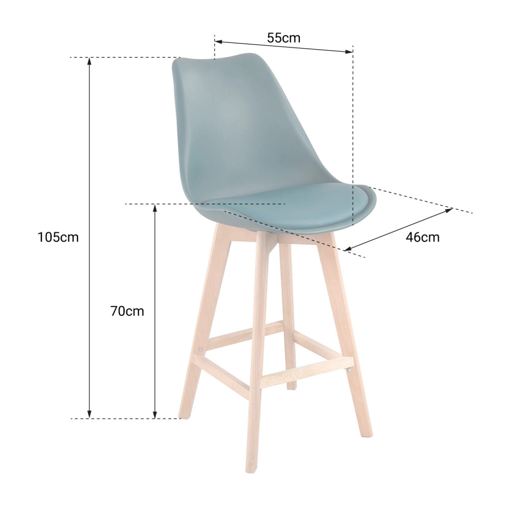 Set di 2 sgabelli scandinavi SVEN bianchi con cuscino