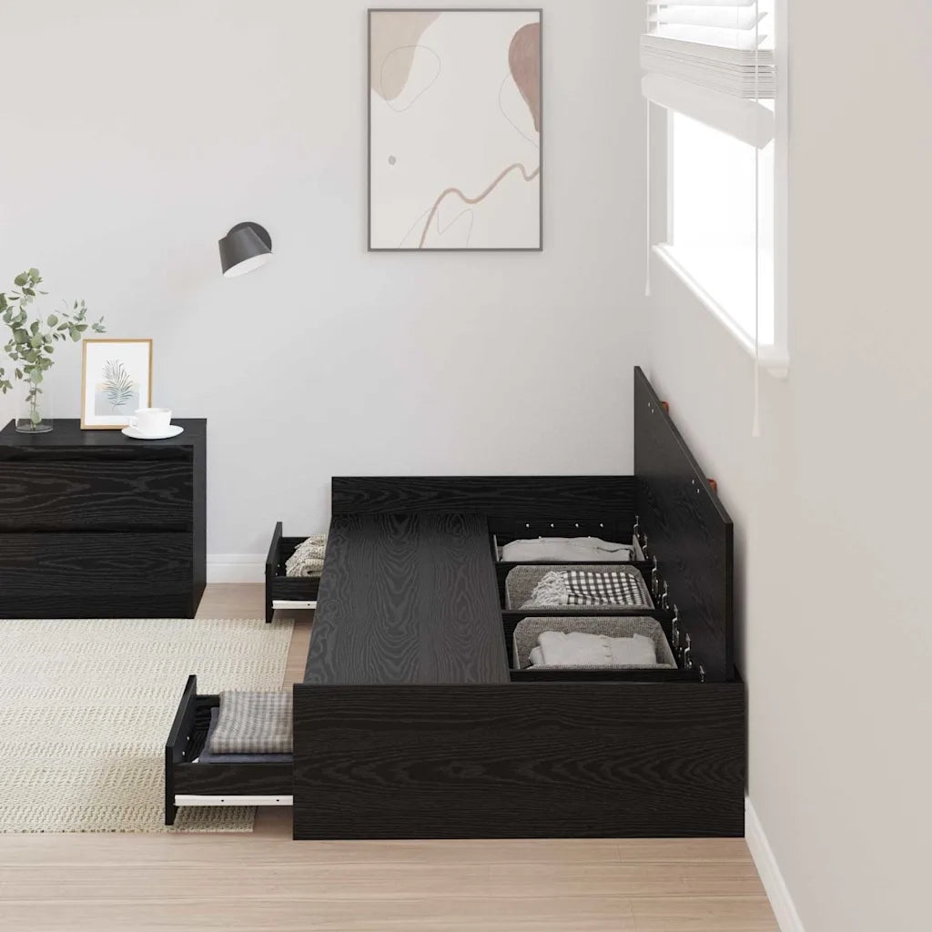 Struttura del letto Rovere Nero 90 x 190 cm Legno multistrato 3335246
