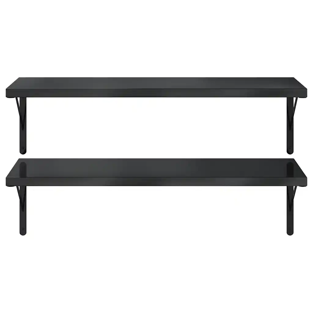 Mensole a Muro 2 pz 100x40 cm Nero in Acciaio Inossidabile 3214511