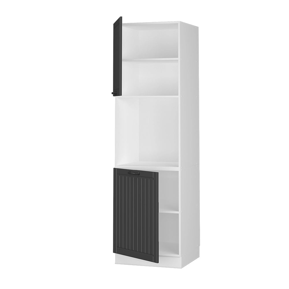 Mobile per forno da incasso Fame-Line Antracite rustico/Bianco 60 cm aperto Vicco