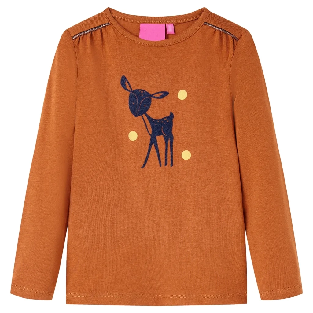 Maglietta da Bambina a Maniche Lunghe Cognac 104cod mxl 132262