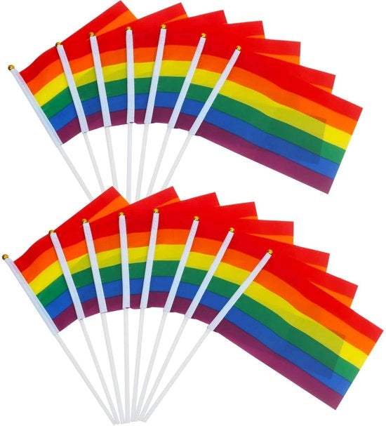 Bandiere Regalo 15 pezzi - Bandiere Arcobaleno - Bandiere Orgoglio - Supporto LGBTQIA2s+ - 21 x 14 cm - Accessori Giardino