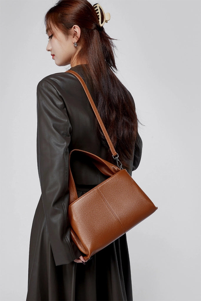 Borsa da donna in vera pelle marrone