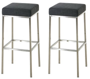 Set 2 sgabelli bar Montreal in tessuto grigio scuro,acciaio inossidabile