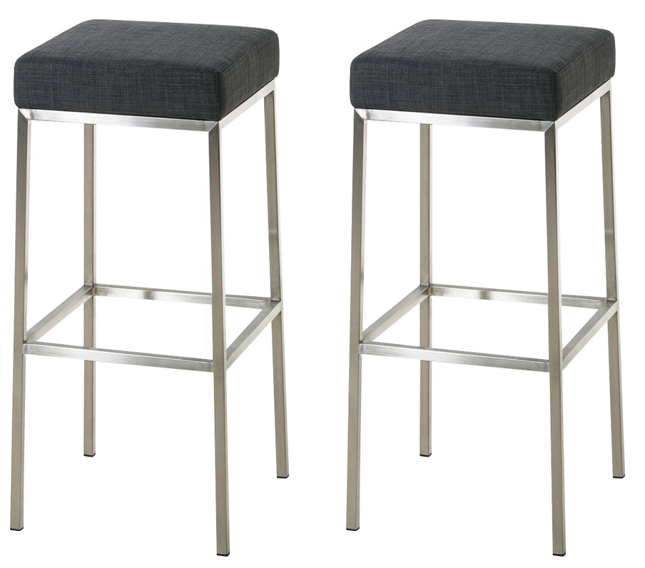 Set 2 sgabelli bar Montreal in tessuto grigio scuro,acciaio inossidabile